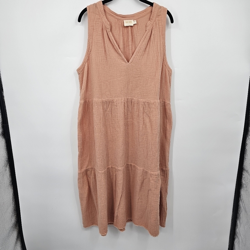 Nation LTD Peachy Tiered Midi Dress  EUC L